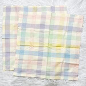 Easter Plaid Pastel Cloth Napkins Purple Blue Yellow One Size Set 2